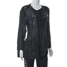 The Masai Women's Open Front KNIT Cardigan Drape Large L Black Cotton Blend