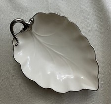 Lenox Leaf Candy Trinket Dish With Rare Silver Trim Made in USA