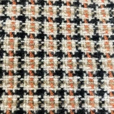 Wool Lap Blanket Throw Black Velvet Trim Orange Plaid Check Houndstooth 37x36