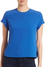 Carven - Scalloped Short Sleeve Cady Top in Sapphire Blue, Size 10 US/42 UK, NWT