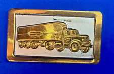 Retro Solid Brass Big Rig Raised Semi Drivers 18 Wheeler Solid Brass Belt Buckle