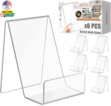 6 Pack Acrylic Book Stands for Display Clear Book Holder Easel Picture Stands 4"