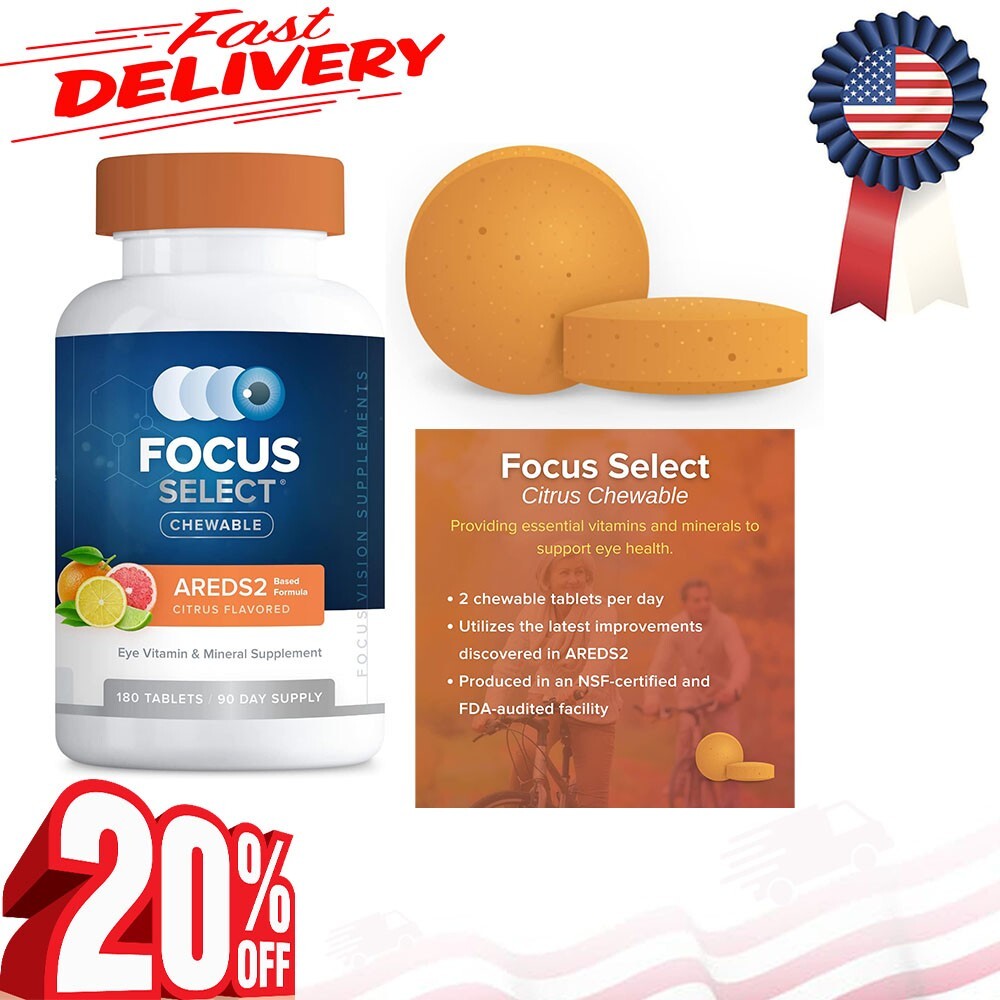 Focus Select Chewable Eye Vitamin-Mineral Supplement Citrus Flavored (180 Count)