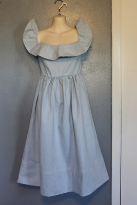 NWT Apiece Apart Blue Denim Ruffled Off The Shoulder Midi Dress 4