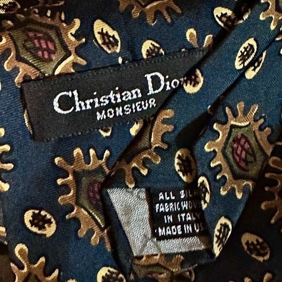 Dior Mid Century Modern Sunflower Floral Neckwear Tie 100% All Silk Steampunk thumbnail 3