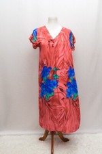 Vintage womens house dress pink blue floral hawaiian