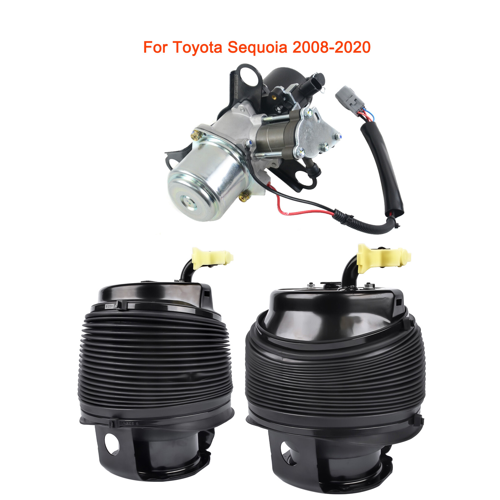 Rear L+R Air Spring Bags + Air Compressor For 2008-20 Toyota Sequoia 48914-34020