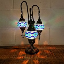 Image of Handmade Table Lamp 3 mini Glass Ball Turkish Moroccan Mosaic Light