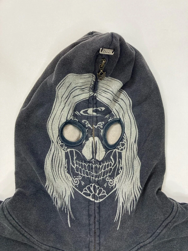 Moletom com capuz O'neill Skull Mask First In Last Out Santa Cruz zíper completo masculino grande Y2K - Imagem 2 de 4