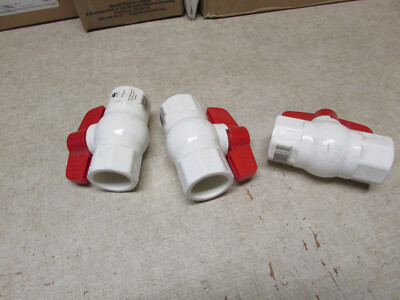 3 Pack Lot PVC 1'' BALL VALVE 150 PSI 1/4 TURN MODEL SCH 40 - NOS Dirty/Dusty