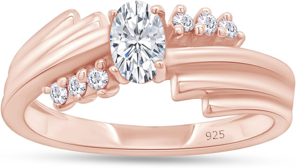 Oval Solitaire Engagement Ring with Simulated Birthstone in 14K Rose Gold  -image