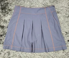 Annika Cutter & Buck A-Line Skirt Womens 4 Gray Orange Golf Pockets Pleated Logo