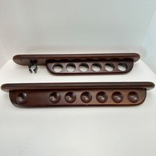 Wooden Billiard Cue Rack Set Wall Mount Holder Organizer for Pool Table