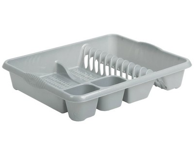 Großer Abtropfständer Wäschekorb/Tablett starke Küchenspüle - Silber