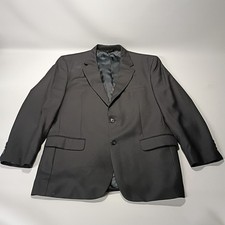 Jos A Bank Blazer Mens 46 Wool Blend 2-Button Sport Coat Suit Jacket Black