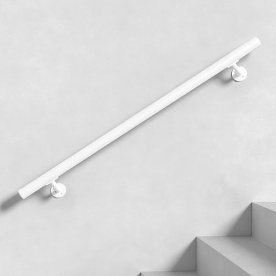 4FT White Aluminum Handrail Kit, 1-1/2'' Round, White   Outdoor Stair/Deck/