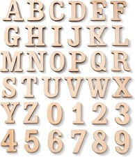 124 Pcs Unfinished Wood Alphabet Letters Numbers, 1-5/8 Inch Wooden Letters