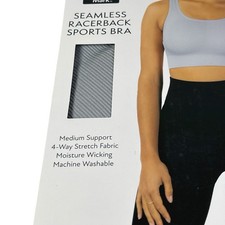 Soft Silver Member's Mark Seamless Racerback Sports Bra Yoga Women's Medium NIB
