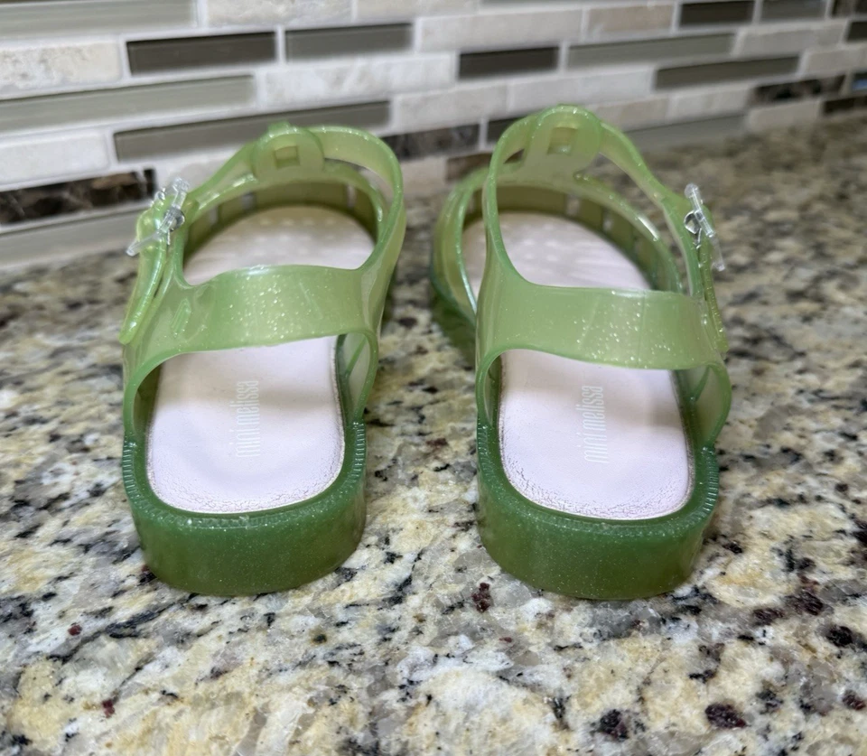 Мини Melissa желе сандалии светло-зеленый блестящий большой ребенок девочки sz 3 - Изображение 4 из 4