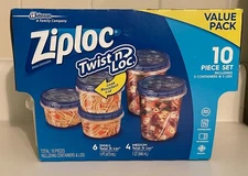 ZipLoc Twist N Lock 10 piece Value Pack 6 small & 4medium containers w/lids New