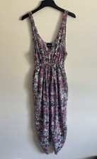 Vintage 90's floral Romper Cottagecore Tank Pants Jumpsuit Womens Large D3