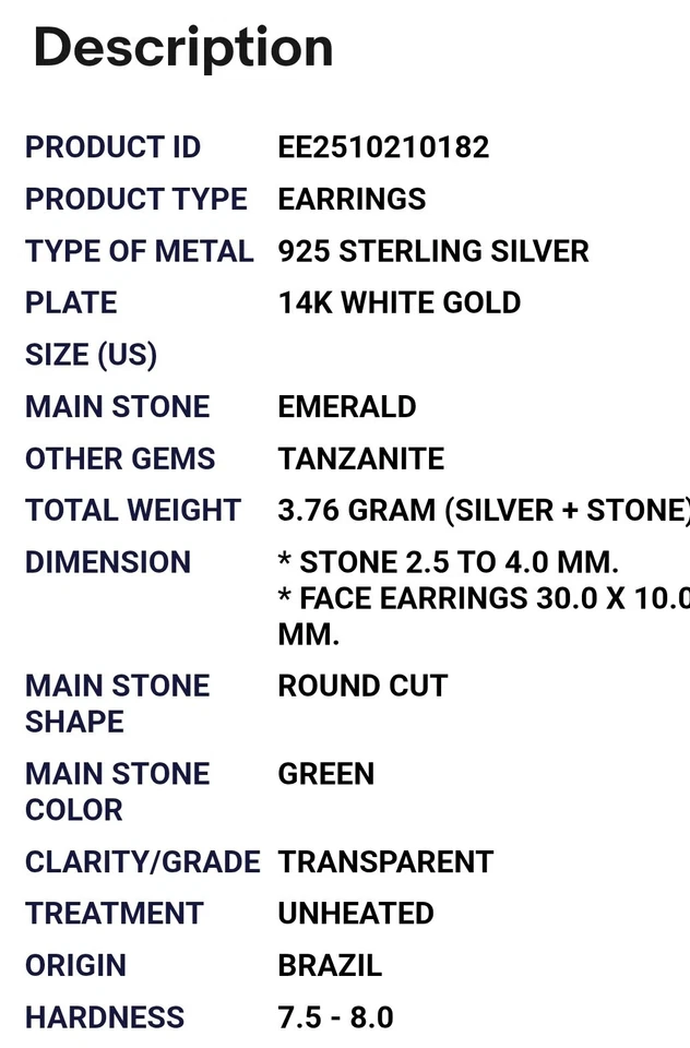 925 Sterling Silber Ohrringe Rund Smaragd 4mm Tansanit Edelstein Schmuck - Bild 4 von 4