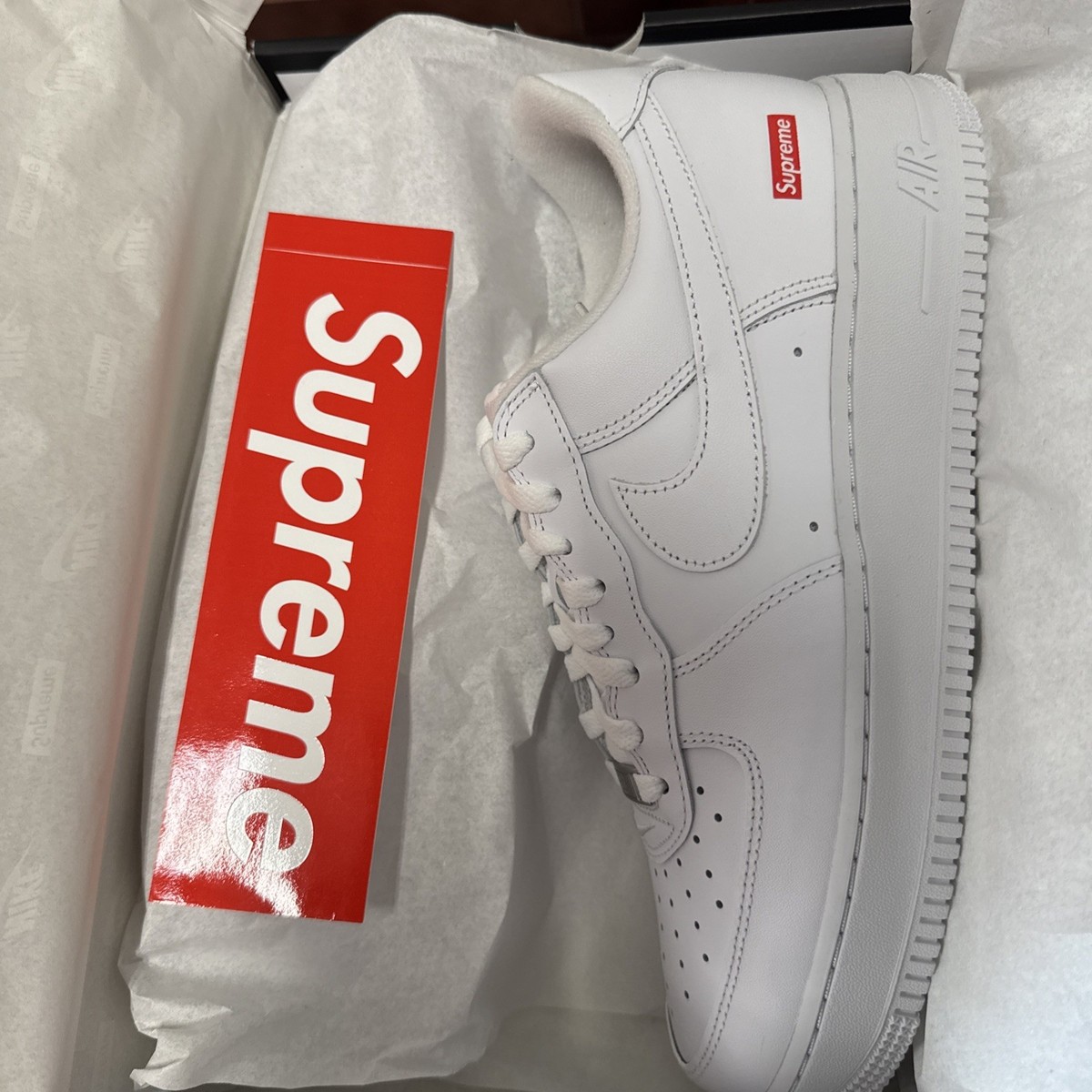 Nike Air Force 1 Low Supreme White Men's CU9225-100 New | eBay