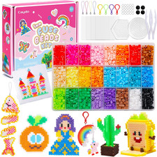 Kit 24 Colori Perline Da Stirare per Bambine, Perline Pyssla 5Mm Con Istruzioni,