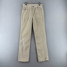 Vintage Levis Pants Mens Fits 26x28 Slim Straight Beige Corduroy 80s Made in USA
