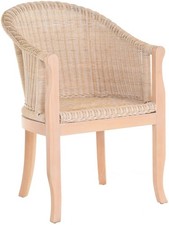 Rattan-Sessel mit Holzbeinen, Club-Sessel aus Rattan, Stuhl  (Vintage Weiss)