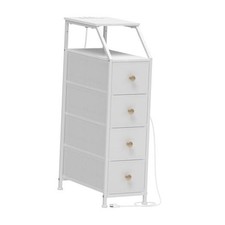 Narrow Dresser Tall Skinny Storage 18.9"D x 9.8"W x 34.4"H (4 Drawers) White