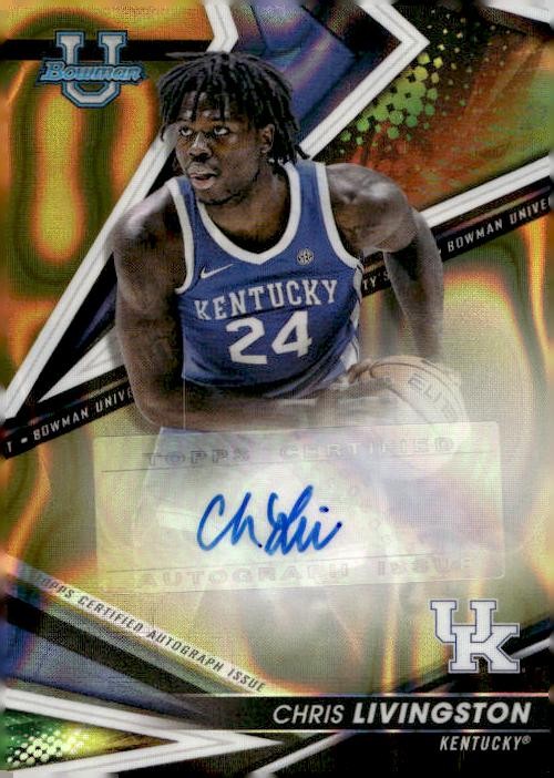 2022-23 Bowman University Chris Livingston Gold Lava Refractor Auto 30/75