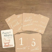 Baby Milestone Cards Set with Scripture Verses, Unisex, Beige White Theme