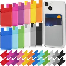 36 Pack Silicone Phone Wallet Stick-On Card Holders, 2 Pocket Adhesive Sleeves,
