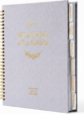 Bridal Planner Organizer with Checklist & Calendar - Engagement Gift (Grey)