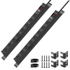 2 Pack 8 Outlet Heavy Duty Metal Power Strip Surge Protector 2100J 15A 6FT ETL