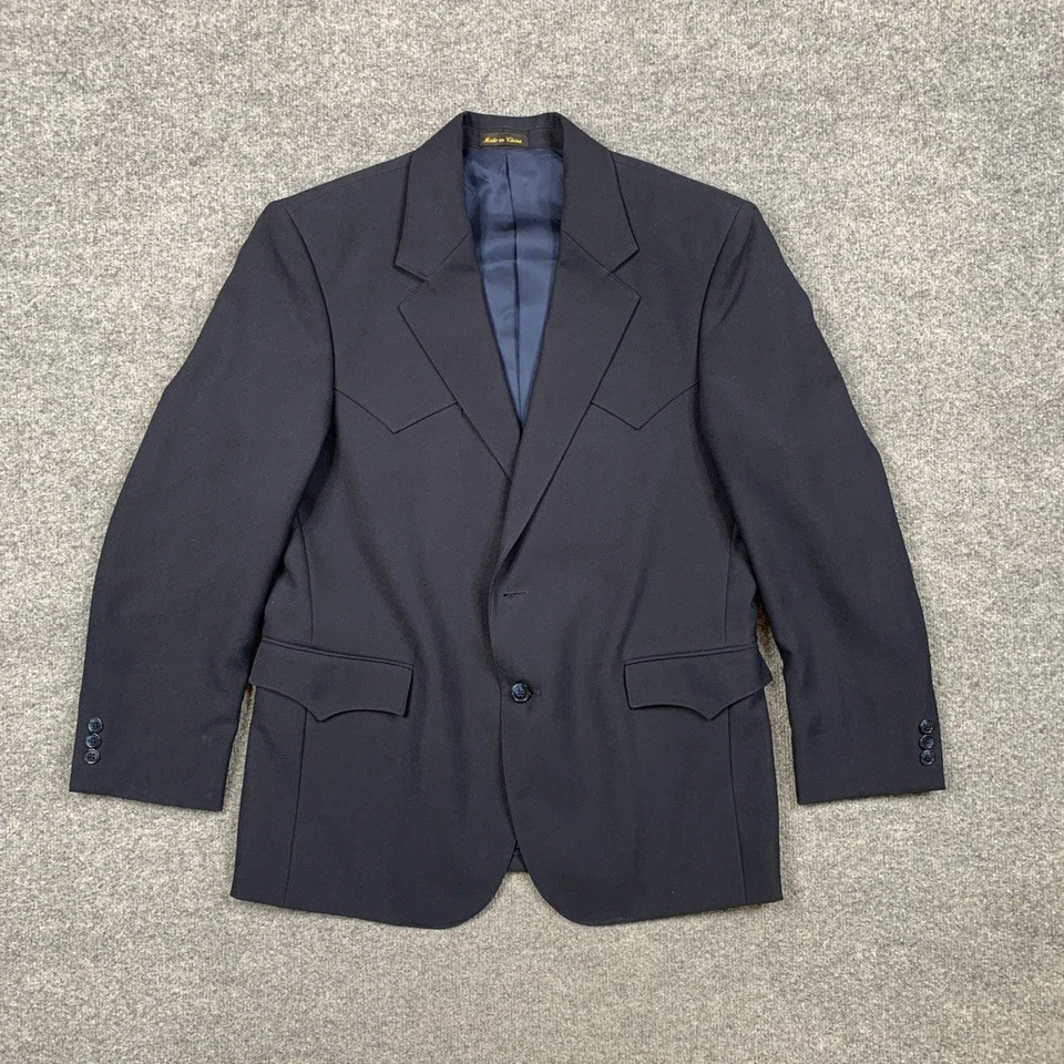 Круг S Blazer мужской 40с короткий темно-синий Western ярмо две кнопки ковбой официальный - Изображение 2 из 4