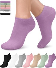 Women's Bamboo Viscose Ankle Socks 7 Pairs, No Show Low Cut Socks Small-Medium