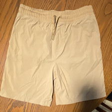 Wonder Nation Boys Athletic Swim Shorts Beige Solid 14-16 Drawstring Pockets