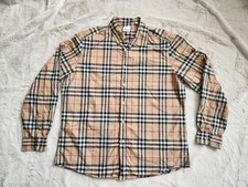 Burberry Beige Check Men's Long Sleeve Button-Up Shirt Size XXL, 8020863