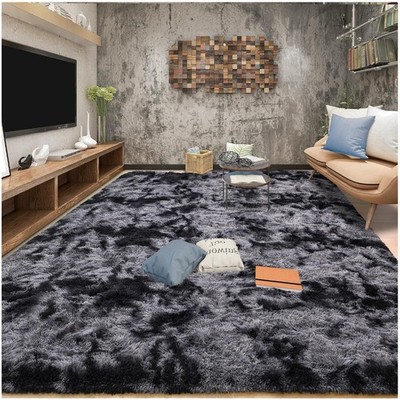 Tie-Dyed Dark Grey Area Rug 10x14