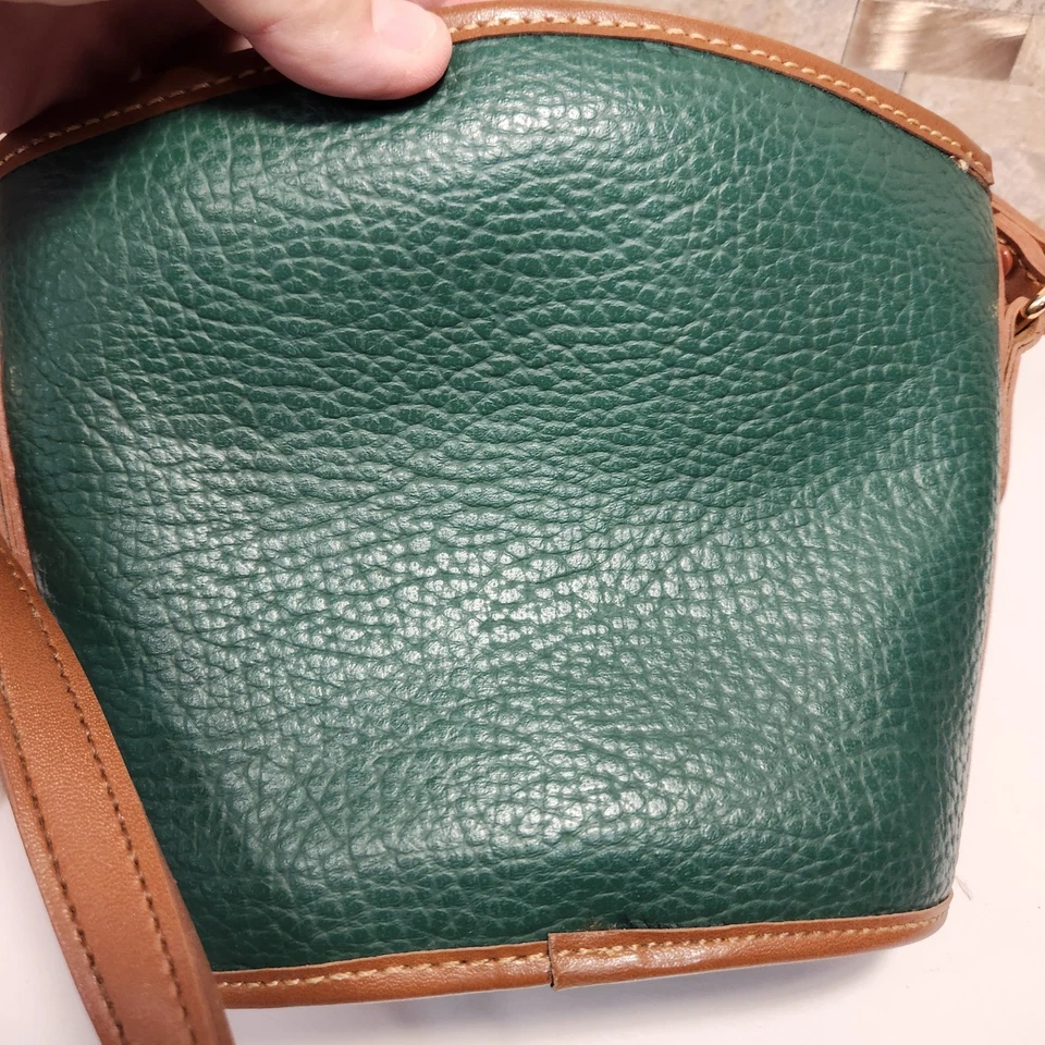 Bolso Bandolera Dooney & Bourke Todo Clima Cuero Verde Marrón De Colección Foto 4 de 4
