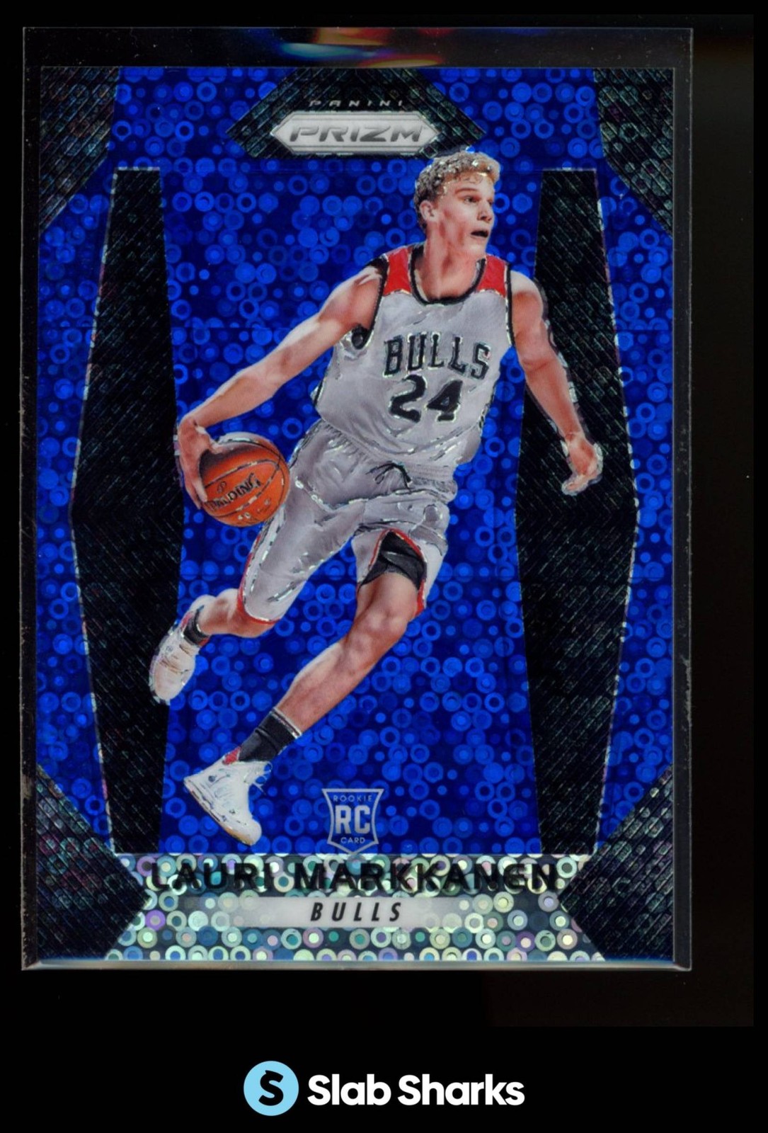 2017 PANINI PRIZM #247 LAURI MARKKANEN PRIZMS FAST BREAK BLUE RC ROOKIE /175