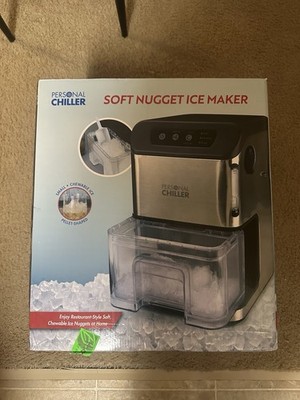 Personal Chiller Soft Nugget Countertop Ice Maker, Portable, Stainless Steel
