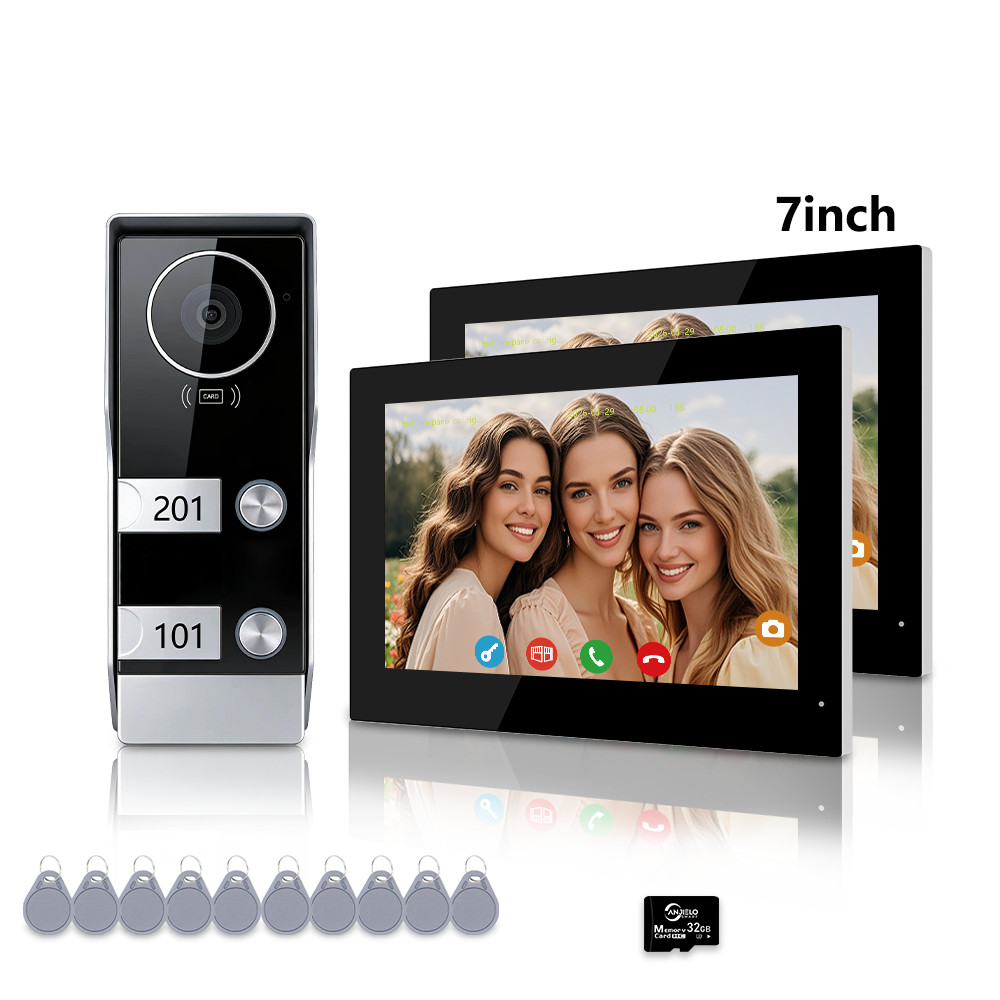 7" Wired Video Doorbell Intercom System, 2-Wire Connection, 