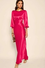 BNWT Rixo Marni Backless Satin Gown Raspberry Dress Size XS S M L XL