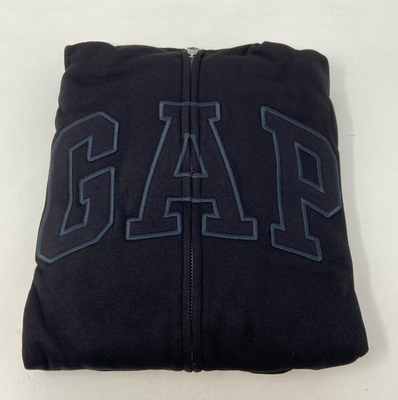 #ad GAP Factory Men’s Full Zip Fleece Logo Hoodie Black Black Logo Size Small $26.39