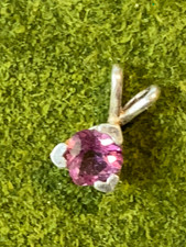 Petite Sterling Silver with Brilliant Pink Natural Tourmaline Pendant Jewellery