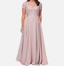 Xscape Women's Beige Embellished Illusion-Bodice Gown Dress Petite Size 6P