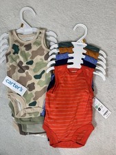 Newborn Boys Bodysuits Lot Of 10 NWT Sleeveless Summer Carter  s